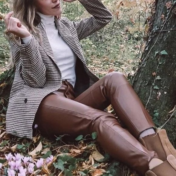 Plaid Print Double Breasted Lapel Collar Blazer work professional Business Chic - Picture 16 of 16